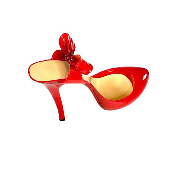 Classic Red High Heel Bow Tie Stiletto Decorative Wine Bottle Holder - Picture 3 of 6